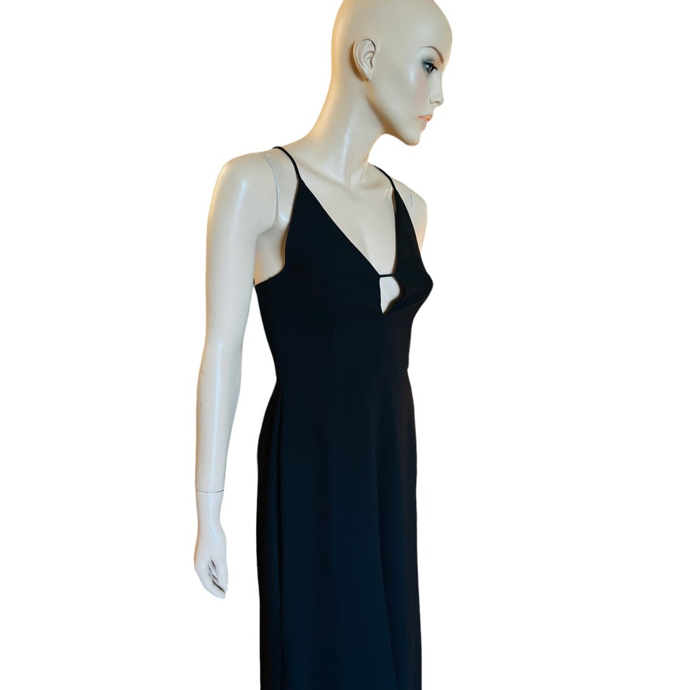 N Nicholas Black Keyhole Split Leg Jumpsuit Size 4 Criss-Cross Straps at Back - Picture 11 of 16